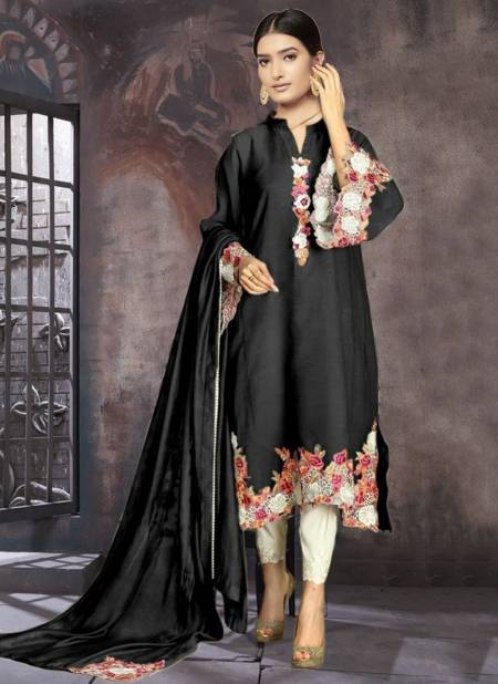 Black Colour Aga Noor New Designer Daily Wear Georgette Pakistani Suit Collection 8001